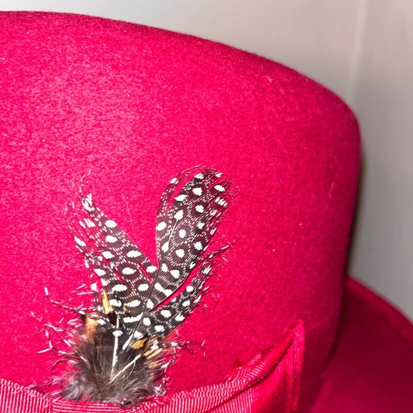 STACY ADAMS wool PORKPIE FEDORA HAT color Red Medium - Picture 9 of 9